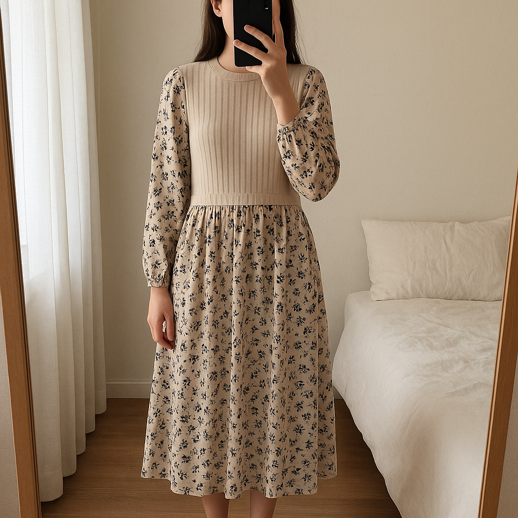 Women's dress size 16 standing straight facing the camera, in a softly lit bedroom setting, with gentle natural light filtering through a window.