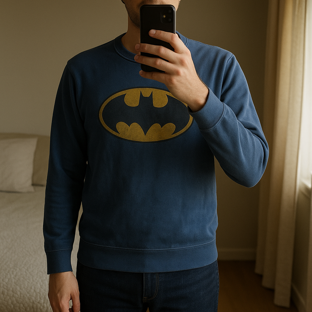 Pyjama 13 ans debout, face à la caméra, dans une chambre à la lumière douce, avec une lumière naturelle filtrant par la fenêtre.