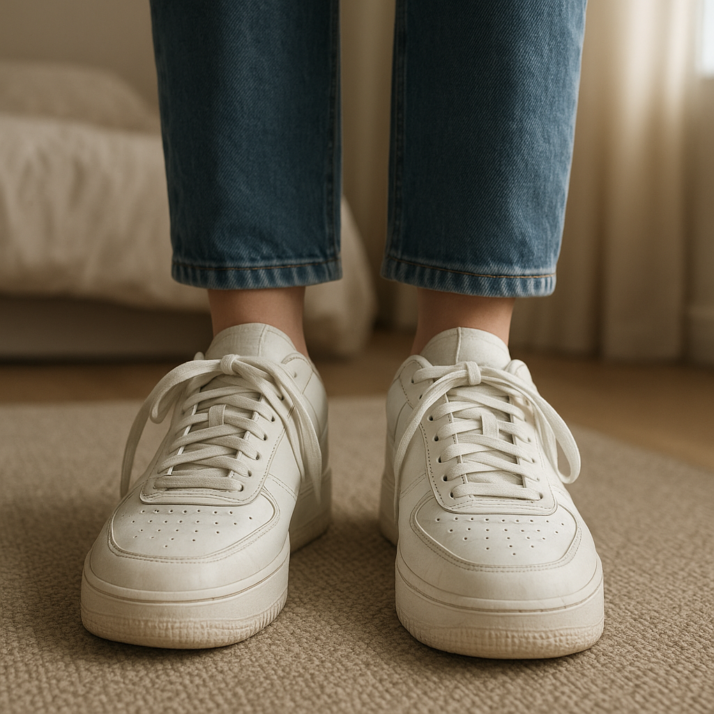 Kėdai standing straight facing the camera, in a softly lit bedroom setting, with gentle natural light filtering through a window.