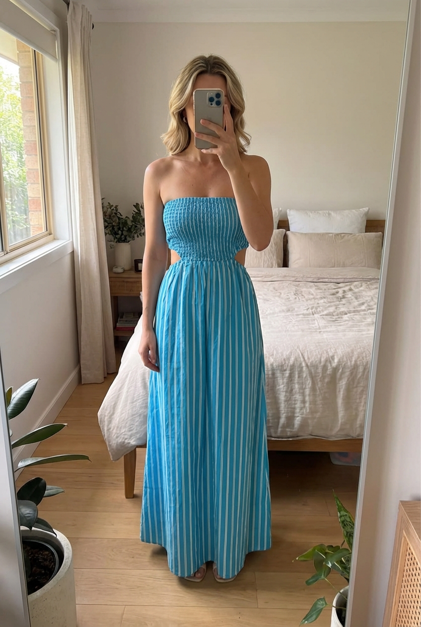 Faithfully The Brand de pie, mirando a la cámara, en un dormitorio con luz suave y natural filtrándose por la ventana.