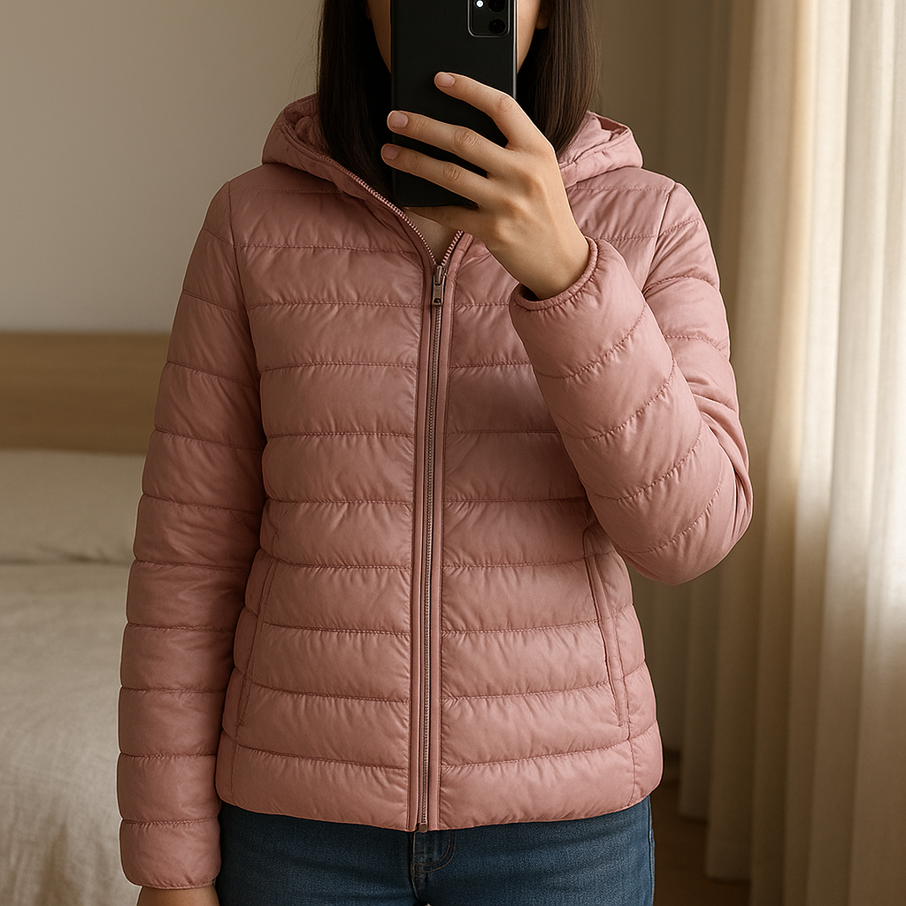 Striuke rudeniui standing straight facing the camera, in a softly lit bedroom setting, with gentle natural light filtering through a window.